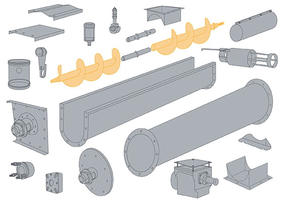 Despiece del transportador a sinfín